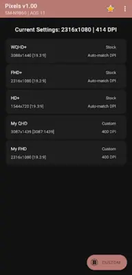 Pixels Resolution+DPI Changer android App screenshot 2