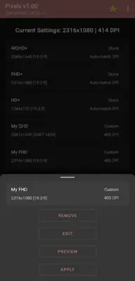 Pixels Resolution+DPI Changer android App screenshot 3