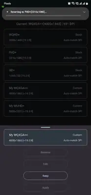 Pixels Resolution+DPI Changer android App screenshot 6